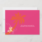 黄色、明るい赤紫色、オレンジ色のトロピカル結婚ズ 招待状 (裏面)