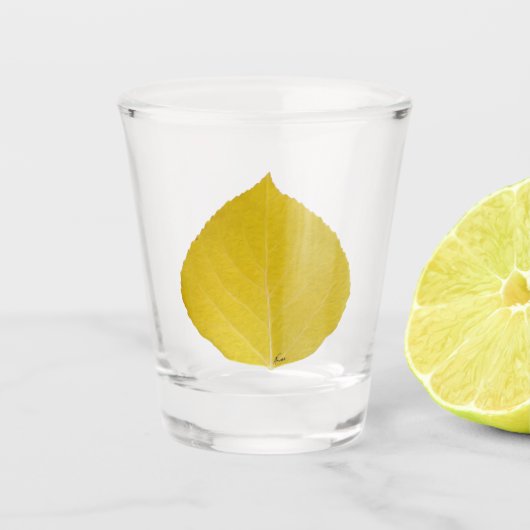 黄色《植物》アスペンリーフ#5 ショットグラス (正面)
