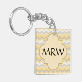 黄色/灰色のシボロン（ジグザグ） キーホルダー (正面左)
