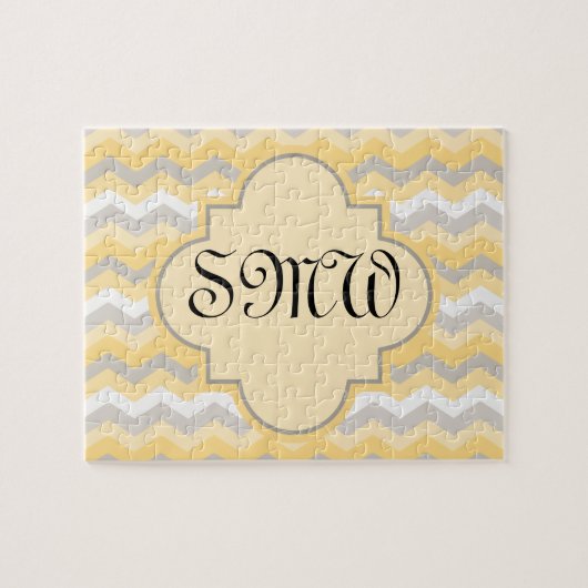 黄色/灰色のシボロン（ジグザグ） ジグソーパズル (横)