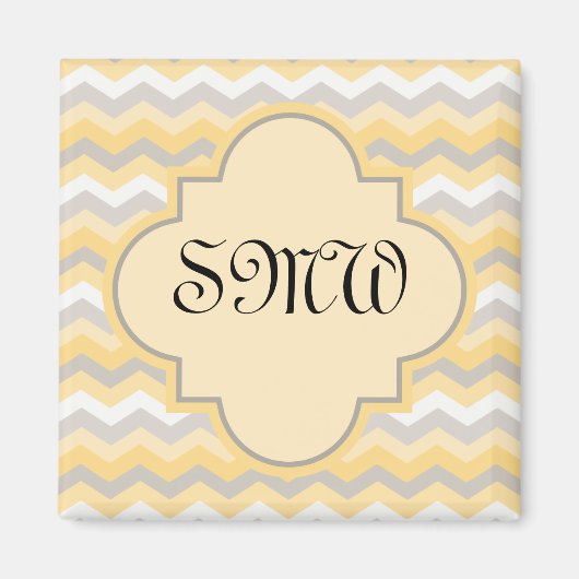 黄色/灰色のシボロン(ジグザグ) マグネット (正面)