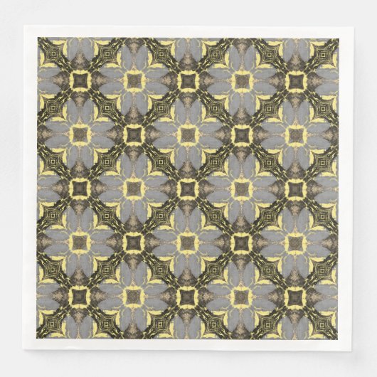 黄色、灰色、および黒の花のパターン (正面)