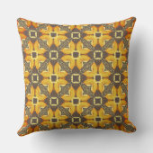 黄色、灰色、タウペの花模様 クッション (裏面)