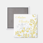 黄色、灰色、白色抽象芸術フローラ結婚の磁石 マグネット (正面/裏面)