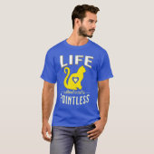 黄色 猫抜きの人生は無意味 猫寝る友達 Tシャツ (正面フル)