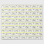 黄色、白い灰色の象のベビーシャワー ラッピングペーパー (フラット)