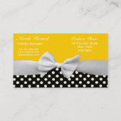 黄色、白くおよび黒いリボンおよび水玉模様 名刺 (裏面)