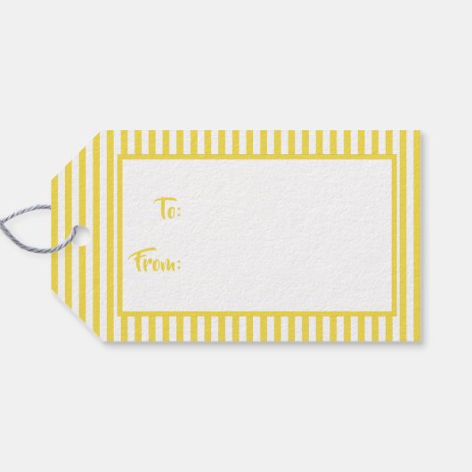 黄色/白のシンプルすべての行事ストライプパターン ギフトタグ (裏面横)