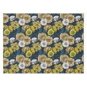 黄色、白色、および二色のバラ(青葉色) テーブルクロス (正面(横))