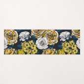 黄色、白色、および二色のバラ(青葉色) ヨガマット (正面(横))