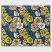 黄色、白色、および二色のバラ(青葉色) ラッピングペーパー (フラット)