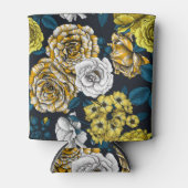 黄色、白色、および二色のバラ(青葉色) 缶クーラー (正面)