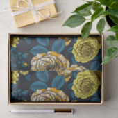 黄色、白色、および二色のバラ(青葉色) 薄葉紙 (ギフト)