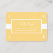 黄色 白色 航海パターン ウェブサイト 結婚式 RSVP エンクロージャーカード (正面)
