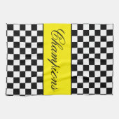 黄色（白黒チェック） キッチンタオル (横)