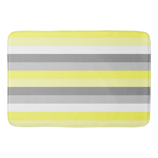 黄色、白、グレーのストライプバスマット バスマット (正面)