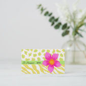 黄色、白、ピンクと緑のゼブラとチータスキン 名刺 (スタンド正面)