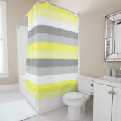 黄色、白、灰色のシャワーカーストライプテン シャワーカーテン (インサイチュ)