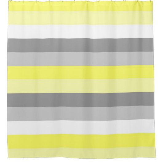 黄色、白、灰色のシャワーカーストライプテン シャワーカーテン (正面)