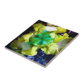 黄色、白、緑の虹彩花タイル タイル (側面)