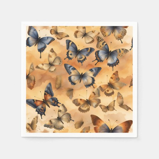 黄色、砂の黄色、色、青の水色のバター スタンダードカクテルナプキン (正面)