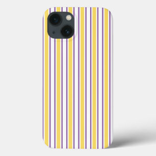 黄色、紫と白のキャンディストライプのケースメイトi iPhone 13ケース