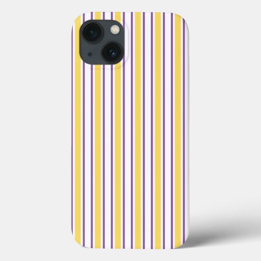 黄色、紫と白のキャンディストライプのケースメイトi Case-Mate iPhoneケース (裏面)