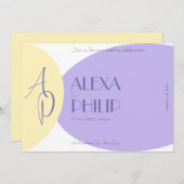 黄色、紫のエレガモダンントな結婚式 招待状 (正面/裏面)