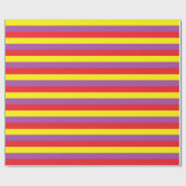 黄色、紫色および赤のストライプ ラッピングペーパー (フラット)