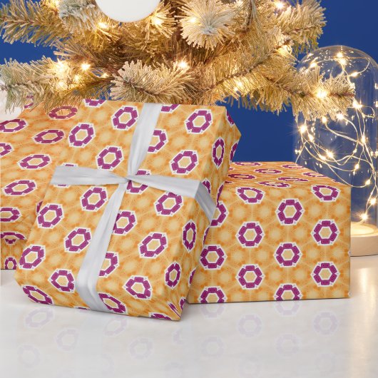 黄色 紫色 ラッピングペーパー (クリスマス)
