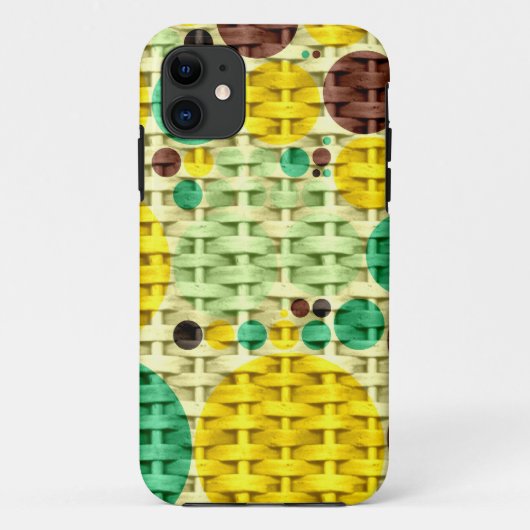 黄色、緑の水玉模様のシームレスなテクスチャ Case-Mate iPhoneケース (裏面)