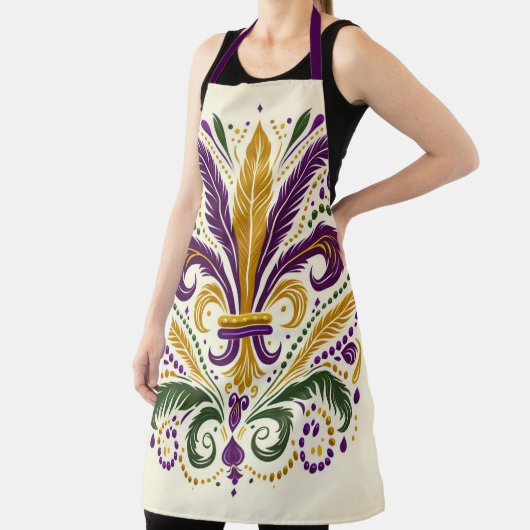 黄色、緑の紫の(紋章の)フラ・ダ・リの羽 エプロン (インサイチュ)