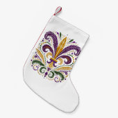 黄色、緑の紫の（紋章の）フラ・ダ・リの羽 スモールクリスマスストッキング (正面 (吊り時))