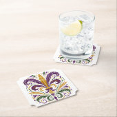 黄色、緑の紫の（紋章の）フラ・ダ・リの羽 ペーパーコースター (インサイチュ)