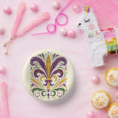 黄色、緑の紫の（紋章の）フラ・ダ・リの羽 ペーパーボウル (パーティー)