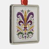 黄色、緑の紫の（紋章の）フラ・ダ・リの羽 メタルオーナメント (右)