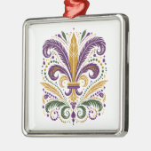 黄色、緑の紫の（紋章の）フラ・ダ・リの羽 メタルオーナメント (左)