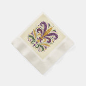 黄色、緑の紫の（紋章の）フラ・ダ・リの羽 縁ありカクテルナプキン (角)