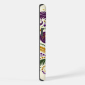 黄色、緑の紫の（紋章の）フラ・ダ・リの羽 iPhoneケース (右側面)