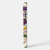 黄色、緑の紫の（紋章の）フラ・ダ・リの羽 iPhoneケース (左側面)