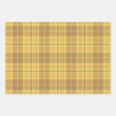 黄色、緑、茶色の格子模様の組み合わせ ラッピングペーパーシート (正面)