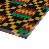 黄色、緑、赤、黒のケンテの布 カッティングボード (角)