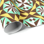 黄色、茶色、青のバルセロナセメントタイル ラッピングペーパー (ロールコーナー)