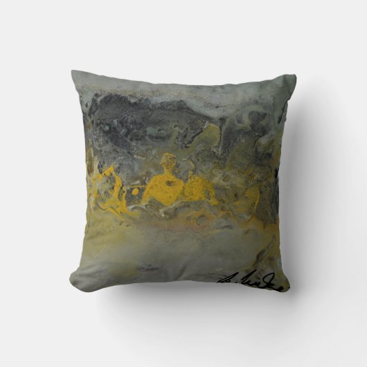 黄色-装飾用クッションの抽象的な景色 クッション (正面)