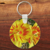 黄色(赤ストライプの花) キーホルダー (正面)
