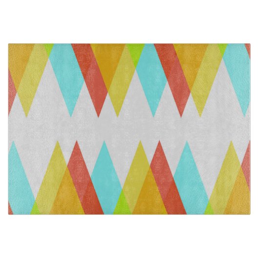 黄色、赤、カデットの青い三角形 カッティングボード (正面)