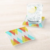 黄色、赤、カデットの青い三角形 ガラスコースター (アングル)