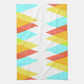 黄色、赤、カデットの青い三角形 キッチンタオル (縦)