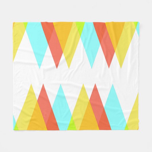 黄色、赤、カデットの青い三角形 フリースブランケット (正面(横))
