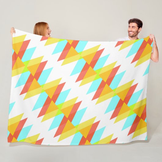 黄色、赤、カデットの青い三角形 フリースブランケット (インサイチュ)